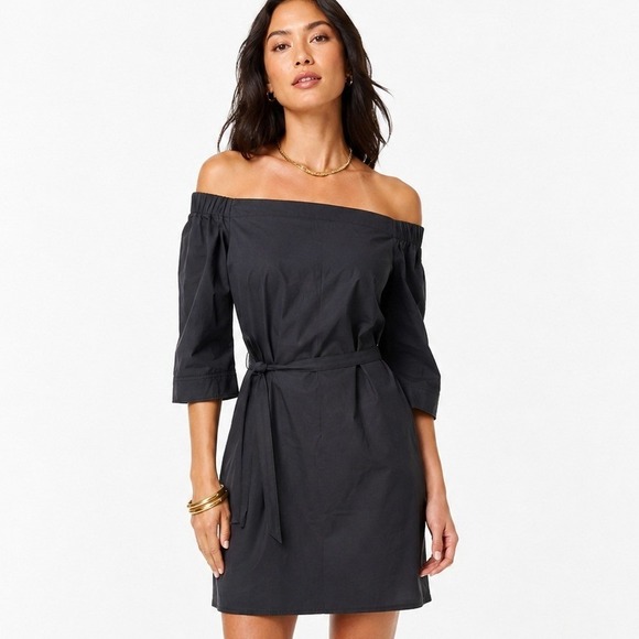 Theory Dresses & Skirts - Theory Dress Womens 8 Off-Shoulder Shift Belted Office Corporate Black